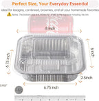 8x8 Aluminum Pans with Clear Lids - 20 Pack Disposable Baking Pans, Heavy Duty Tin Foil Trays for Cake Baking, Cooking, Heating, Storing, Prepping Food