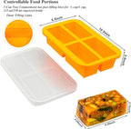 Bangp Silicone Freezer Tray for Soup Ice Cubes,1-Cup Freezing Tray with Lid for Meal Prep,Rice,Broth,Sauce,Leftovers. Makes 4 Perfect 1 Cup Portions. Oven & Dishwasher-Safe
