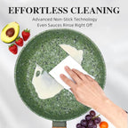 8.5 Inch Nonstick Frying Pan Skillet, 4mm Thick Aluminum Cookware with PFOA-Free Non-Toxic Coating, Induction Compatible, Dishwasher Safe, Bakelite Handle for Eggs & Pancakes, Green