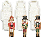 Flycalf Christmas Cookie Cutters Nutcracker Set of 3 with 3D Stamper Holiday Baking Accessories Cutter Molds Gifts for Kids Decorative Party 3.5" Kitchen Cake Supplies