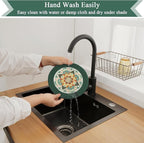 SHACOS 8 Inches Trivets for Hot Dishes, 4 Pieces Cotton and Felt Floral Trivets Mats for Kitchen, Hot Pads for Countertops and Table, Heat-Resistant Pot Holders for Hot Pots and Pans, Dark Green
