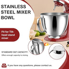Stand Mixer Bowl 304 Stainless Steel for 4.5QT-5QT Tilt-head Stand Mixer, Stainless Steel Kitchne Mixer Bowls for Tilt-Head Stand Mixer,Kitchne Mixer Replacement Bowl Accessories-MIFLUS