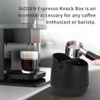 6 Inch Large Capacity Design Espresso Knock Box Tamping Mat Espresso Machine Accessories Set of 2 with Removable Knock Bar and Anti-Slip Base for Home Office Barista Tools for Bar Shop