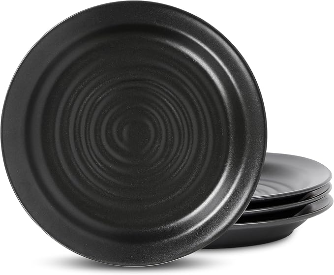 Stone Lain Orbit 4-Piece Salad Plate Set Stoneware, Charcoal