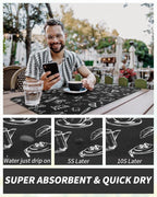 AMOAMI Coffee Mat Hide Stain Rubber Backed Absorbent Dish Drying Mat for Kitchen Counter - Fits Under Coffee Maker & Machine (17x31.5, Ink)