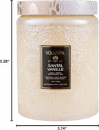 Voluspa Santal Vanille, Large Candle Jar, 18 oz, 100 Hour Burn Time, Coconut Wax for Clean Burning, Handcrafted in the USA