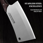 KOFERY 7 Inch Professional Meat Cleaver - Heavy Duty Bone Chopper, Butcher Knife for Meat and Bone Cutting, High Carbon Steel Chinese Cleaver with Wooden Handle
