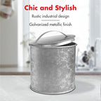 Amici Home Newport Galvanized Metal Canister | Dry Food Storage Container - 56 Ounce Capacity | Farmhouse Décor | Rustic Metal Canister for Kitchen Countertop (Silver)