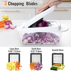8 Blade All-in-1 Vegetable Chopper Mandoline Slicer with Container, Food Chopper, Onion Chopper, Veggie Cutter for Salad, Kitchen Gadgets Accessories Essentials, White