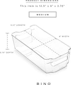 BINO | Stackable Storage Bins, Medium - 4 Pack | The Stacker Collection | Clear Plastic Storage Bins | Organization and Storage Containers for Pantry & Fridge | Multi-Use Organizer Bins | BPA-Free
