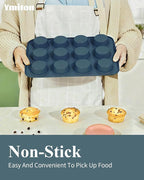 Ceramic Nonstick Baking Pans Set, Non Toxic 30 PCS Stackable Bakeware Sets, 550°F Oven Safe Baking Sheet & Pans, Warp-Free, Dishwasher Safe, PTFE/PFOA/PFOS-Free (Blue)
