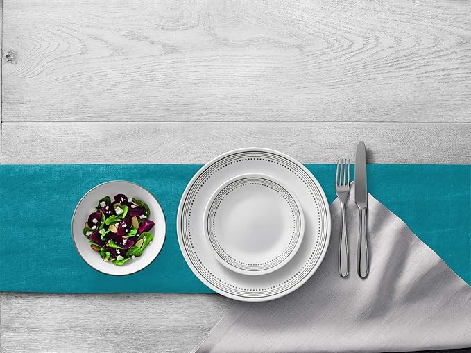 Corelle Vitrelle 18-Piece Service for 6 Dinnerware Set Triple Layer Glass and Chip Resistant, Lightweight Round Plates and Bowls Set, Mystic Gray