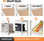 HOMEDANT 5 Tier White Storage Shelves Adjustable Laminated Boltless Garage Metal Shelving Unit Heavy Duty Utility Rack Shelf Warehouse Pantry Closet Kitchen 35.9" W x 16.2" D x 71.3" H White 10Pack