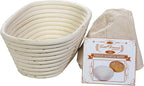 Saint Germain Bakery Premium Round Bread Banneton Basket with Liner - Perfect Brotform Proofing Basket for Making Beautiful Bread (10 inch Oval)