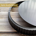 11 & 9 Inch Round Tart Pans with 2Pcs 4'' Mini Pans. Removable Bottom, Non-Stick Coating, Rugged Carbon Steel for Tart Quiche Pie Making. Gift for Christmas Thanksgiving Party Festival Family