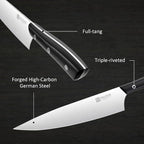 PAUDIN Knife Block Set, 15-Piece Knife Set with Block, High Carbon German Steel Kitchen Knife Set with Block and Sharpener, Sharp Knives Set for Kitchen, Precision Cutting with Ergonomic Handle
