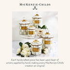 MACKENZIE-CHILDS Small Enamel Canister, Kitchen Storage Container for Flour and Sugar, 1.13 Liters, Grey-and-White Sterling Check
