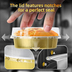 Beasea Mini Pie Tins with Lids, 120 Pack 4 Inch 8oz Disposable Creme Brulee Ramekins Golden Mini Small Aluminum Foil Pie Tart Cake Baking Pans Individual Round Containers Oven Safe for Baking