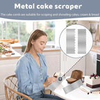 2 Pcs Stainless Metal Cake Scraper Smoother Double Sided Patterned Edge Cake Decorating Supplies Spatula Frosting Icing Tools Comb for Icing Cakes Buttercream Decorating