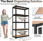 HOMEDANT House Black 5-Tier Laminated Metal Shelving Unit Adjustable Storage Utility Rack Heavy Duty Shelves Organization Shelf Kitchen Garage Pantry Closet 2Pack
