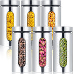Mimorou 6 Pack Kitchen Canisters Set Airtight Coffee Sugar Tea Candy Storage Jars with Window Glass Stainless Steel Containers with Lids for Flour Cookies Spices Grains Kitchen Decorations(44 oz)