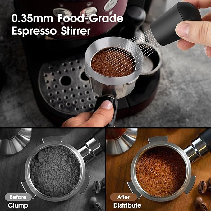 54mm Espresso Accessories Kit, Coffee Distributor and Tamper Leveler, WDT Tool and Dosing Funnel Set Fits Breville 54 mm Espresso Machines and Portafilters