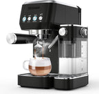 Cappuccino Machine 20 Bar, Professional Espresso Machines for Home and Office with Automatic Milk Frothering System, Barista Compact Latte Maker for Coffee Lovers, Stainless Steel-Black