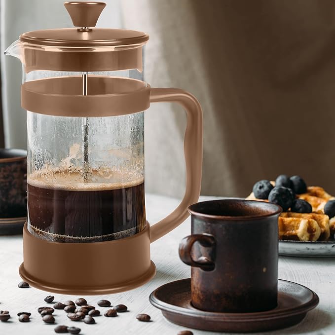 Utopia Kitchen 12 Ounce 0.35 Liter French Press Coffee Maker, Tea Maker, Travel Coffee Presses, Heat Resistant Thickened Borosilicate Coffee Pot for Camping Travel Gifts, Brown Pack of 1