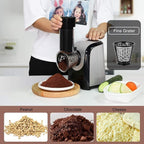 Electric Cheese Grater, Professional Electric Slicer Shredder, 150W Cheese Grater/Chopper Salad Maker, Shredder for Home Kitchen Use with One-Touch Control | 5 Free Attachments