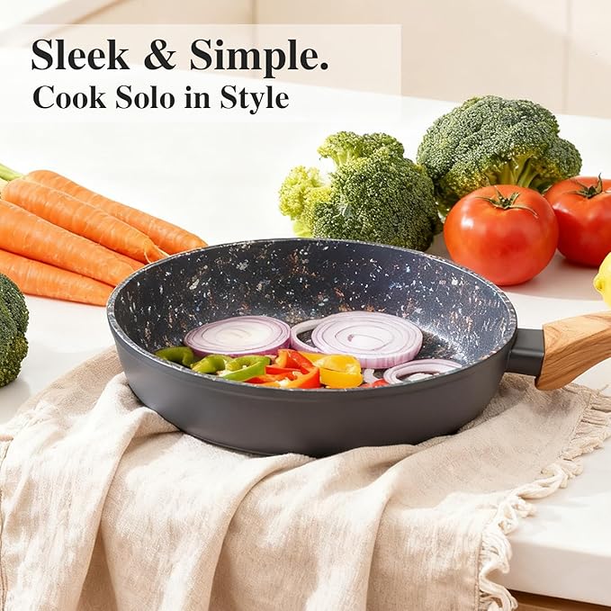 8.5 Inch Nonstick Frying Pan Skillet, Superior PFOA-Free & Non-Toxic Coating, 3mm Aluminum for Even Heat, Induction Compatible, Dishwasher Safe for Eggs & Pancakes