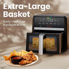 Chefman Air Fryer TurboFry 9-Qt, 6-in-1 High-Powered 450°F Cooking for Crispier French Fries, Chicken, and Onion Rings, XL Windowed Basket, Air Fry, Bake, Broil, Reheat, Dehydrate, Defrost – Black