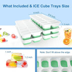Ice Cube Trays for Freezer with Lids, 4 Pack Silicone & PP Easy-Release Ice Cube Tray, 14 Cubes Each (56 Total), Stackable, BPA Free, LFGB Certified Ice Molds for Drinks, Coffee, Baby Food, Cocktails