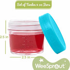 WeeSprout Baby Food Storage Glass Jars w/Lids (4 oz, 24 Pack) Bright Variety, Snack, Reusable Small Containers, Fridge or Freezer, Microwave & Dishwasher Safe, Essentials for Infants