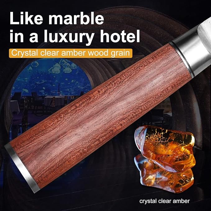 6.5 Inch Nakiri Knife, Asian Usuba Knife, Stainless Steel With Hand-forged, Brazilian Rosewood Handle and Gift Box for Family & Restaurant