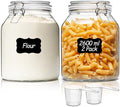 ComSaf Glass Jars with Airtight Lid 86 oz, Wide Mouth Mason Jars, Canning Jars, Large Glass Storage Containers with Lids, Flour Sugar Storage Containers, Large Canister for Rice, Pickle, Set of 2