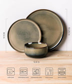 TheTerra Ceramic Dinnerware Sets for 8, 24 Pieces Handmade Reactive Glaze Plates and Bowls Set, Scratch Resistant Dish Set, Oven & Microwave & Dishwasher Safe, Coca Mocha