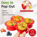 JOERSH 2-PK Air Fryer Egg Mold, 4 Cups Silicone Air Fryer Baking Pan Non-Stick for Egg Bites, Cupcake, Muffin, Tart, Frittata, Quiche