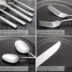 Hand Forged Stainless Steel Flatware Set Silverware Set Cutlery Set Hexagon Handle 5 Pieces Service for 1
