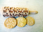 FARM kid embossing rolling pin Birthday gift for kid Laser engraved dough roller with chicken horse cow rabbit pig goat duck cat sheep