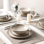 AmorArc Ceramic Dinnerware Sets,Handmade Reactive Glaze Stoneware Plates and Bowls Sets,Highly Scratch Resistant | Dishwasher & Microwave Safe Dishes Set,Service for 12 (36pc)
