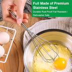 ForTomorrow Stainless Steel Whisk Set - 8"+10"+12" Thin Handle Wisk Balloon Wire Whisks Kitchen Tool for Cooking, Baking, Mixing Blending, Whisking, Beating, Stirring