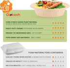 100 Piece (50 Pack) Meal Prep Bowl Containers with Lids, Cornstarch Round Food Containers for Lunch Salad Deli Soup, BPA Free Plant-based Take Out Containers Microwave & Freezer Safe, 16 oz