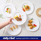 JOLLY CHEF 100 Pieces White Plastic Plates-10 Inch Elegant Disposable Plastic Plate, Disposable White for Weddings,Parties,Dinner,Birthdays and Events