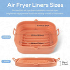 [2 Pack] Silicone Air Fryer Liners Square - Reusable Airfryer Basket - Easy to Clean Air Fryers Pot for 5.8 to 8 Qt Large Air Fryer Baking Tray Oven Accessories, 8.5 Inch