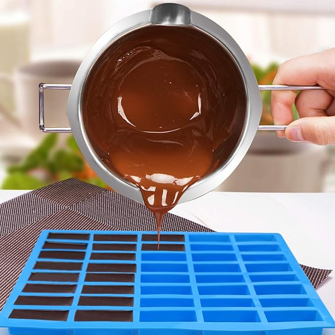 Mity rain 2 pack 40 Cavity Narrow Rectangle Silicone Caramel Candy Molds Chocolate Bar Mold for Truffles, Ganache, Jelly, Praline, Brownie, Butter, Ice Cube Tray