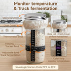 Complete Sourdough Starter Kit With Woven Proofing Basket, Sour dough Starter jar, Sourdough Bread Baking Supplies, Bread Making Kit,Perfect for Beginners & Gift