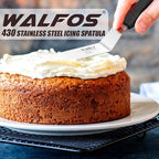 Walfos Icing Spatulas, Stainless Steel Cake Spatula with Sturdy and Durable Handle Cake Decorating Spatula Set of 2 - Multi purpose Use for Home, Kitchen or Bakery (6” & 8”)