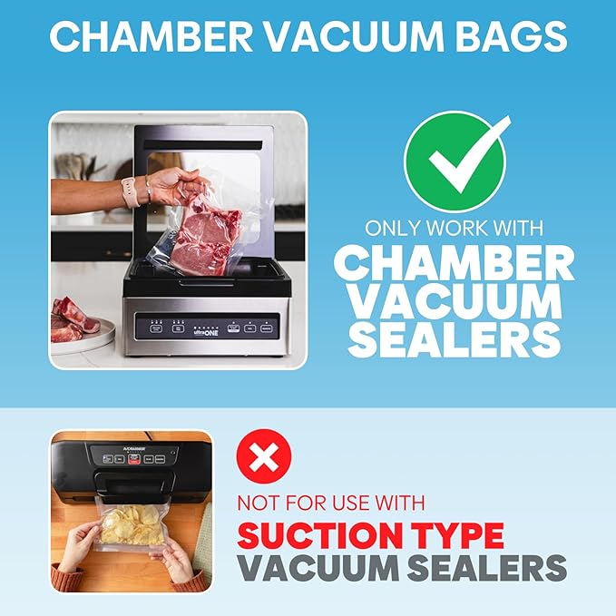 Chamber Vacuum Sealer Bags,12"x14" 200 Pcs Pre-cut Chamber Machine Pouches,Heavy Duty Chamber Vacuum Bags for Commercial Sealer,Food Storage,Meal Prep,Sous Vide,Meat Cheese Goods, BPA Free