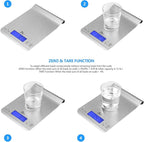 Digital Kitchen Scale Ultra Slim Multifunction Stainless Steel Hook Design Food Scale 11lb 5kg with Back-Lit LCD Display Ideal for Measuring Ingredients and Liquids