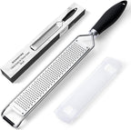 Upgraded Citrus Lemon Zester Grater, Easy Clean Dishwasher Safe, for Ginger Garlic Parmesan Cheese, 304 Stainless Steel Blade, Protect Cover, Baking Supplies, Black
